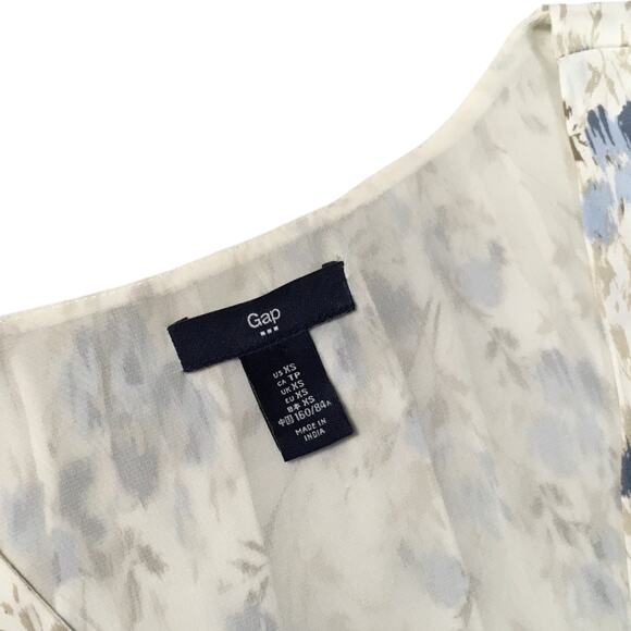 Gap Tank Top Double Layer Floral Print Sleeveless Blouse Women's XS Cream Blue - Picture 3 of 8
